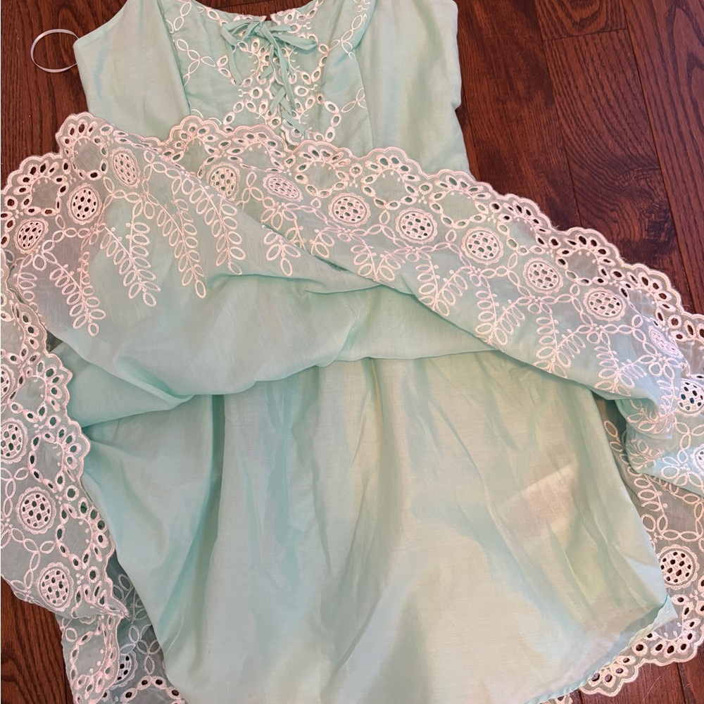NWT Vintage Guess Green Eyelet Lace-Up Dress Sz Small Fairy Princess $108 Retai - Picture 10 of 13